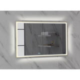 Madeli - Madeli Illusion Lighted Mirrored Cabinet, Recessed Mount, 48'' x 36'' x 4-3/4'', For Double Basin, Frame in Satin Brass, 2700/4000K Temperature, Deffoger, Dimmable, Three-direction Light Diffuser - Satin Brass