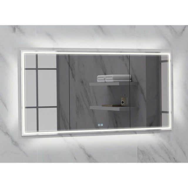 Madeli - Madeli Illusion Lighted Mirrored Cabinet, Recessed Mount, 60'' x 36'' x 4-3/4'', For Single Basin, Frame in Satin Brass, 2700/4000K Temperature, Deffoger, Dimmable, Three-direction Light Diffuser - Brushed Nickel