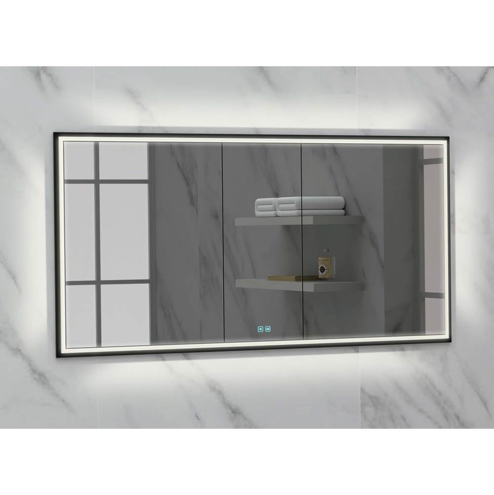 Madeli - Madeli Illusion Lighted Mirrored Cabinet, Recessed Mount, 60'' x 36'' x 4-3/4'', For Double Basin, Frame in Matte Black, 2700/4000K Temperature, Deffoger, Dimmable, Three-direction Light Diffuser - Matte Black