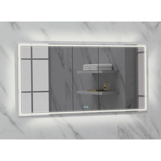 Madeli - Madeli Illusion Lighted Mirrored Cabinet, Recessed Mount, 60'' x 36'' x 4-3/4'', For Double Basin, Frame in Polished Chrome, 2700/4000K Temperature, Deffoger, Dimmable, Three-direction Light Diffuser - Polished Chrome