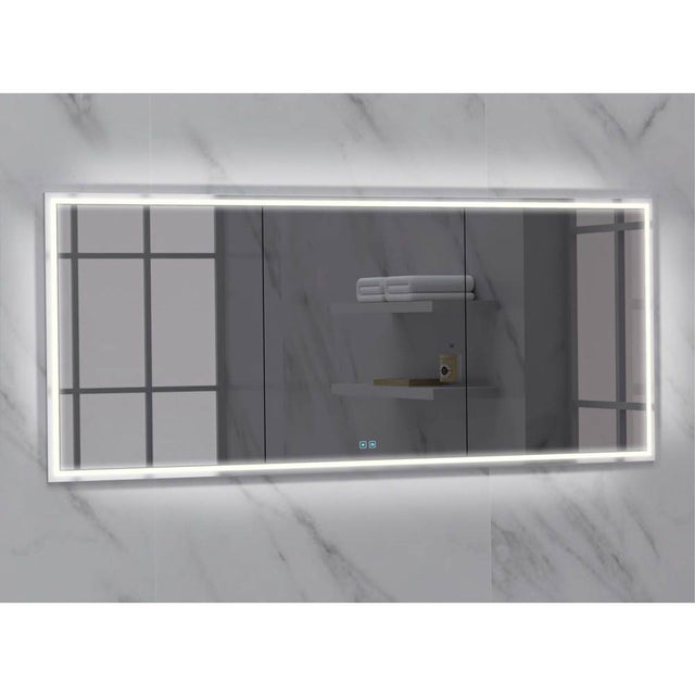 Madeli - Madeli Illusion Lighted Mirrored Cabinet, Recessed Mount, 72'' x 36'' x 4-3/4'', Unibody, Frame in Polished Chrome, 2700/4000K Temperature, Deffoger, Dimmable, Three-direction Light Diffuser - Polished Chrome