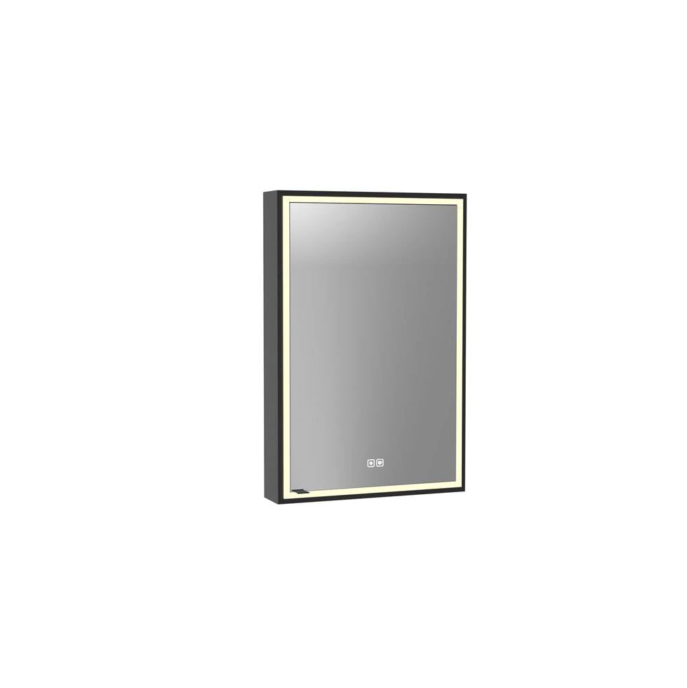 Madeli - Madeli Pioneer Lighted Mirrored Cabinet, Surface Mount, 20'' x 30'' x 4-3/4'', R Hinged, Frame in Matte Black, 2700/4000K Temperature, Deffoger, Dimmable, Three-direction Light Diffuser - Matte Black
