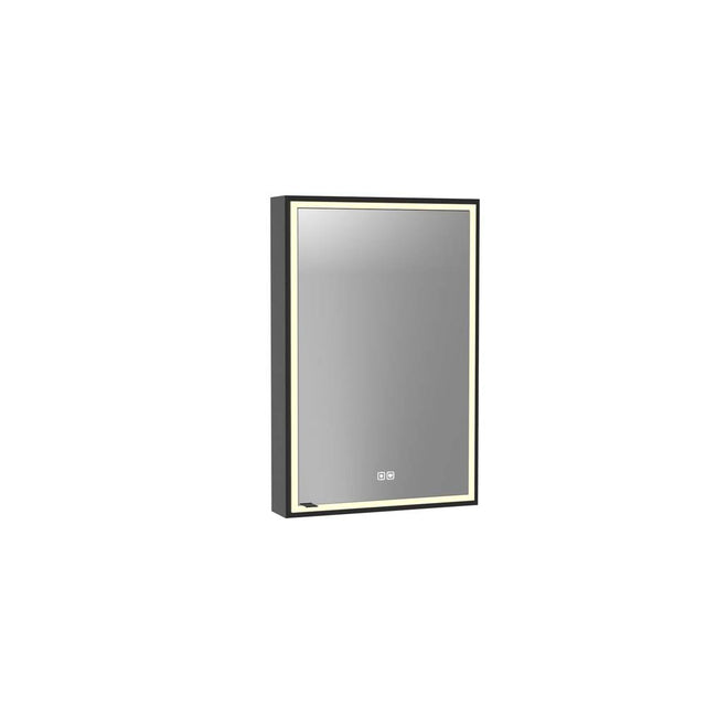 Madeli - Madeli Pioneer Lighted Mirrored Cabinet, Surface Mount, 20'' x 30'' x 4-3/4'', R Hinged, Frame in Matte Black, 2700/4000K Temperature, Deffoger, Dimmable, Three-direction Light Diffuser - Matte Black