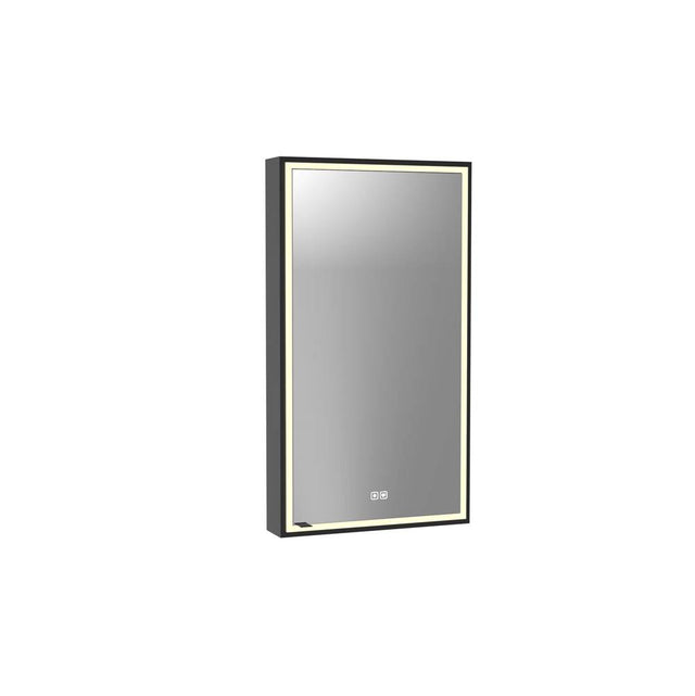 Madeli - Madeli Pioneer Lighted Mirrored Cabinet, Surface Mount, 20'' x 36'' x 4-3/4'', R Hinged, Frame in Matte Black, 2700/4000K Temperature, Deffoger, Dimmable, Three-direction Light Diffuser - Matte Black