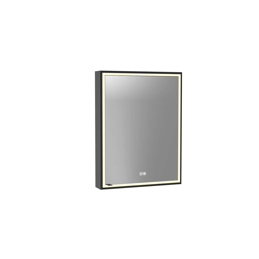 Madeli - Madeli Pioneer Lighted Mirrored Cabinet, Surface Mount, 24'' x 30'' x 4-3/4'', L Hinged, Frame in Matte Black, 2700/4000K Temperature, Deffoger, Dimmable, Three-direction Light Diffuser - Matte Black