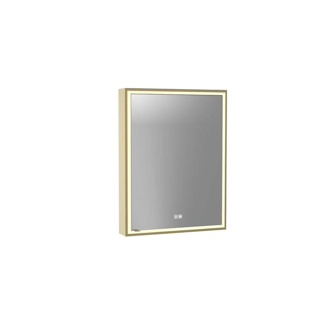 Madeli - Madeli Pioneer Lighted Mirrored Cabinet, Surface Mount, 24'' x 30'' x 4-3/4'', R Hinged, Frame in Satin Brass, 2700/4000K Temperature, Deffoger, Dimmable, Three-direction Light Diffuser - Satin Brass