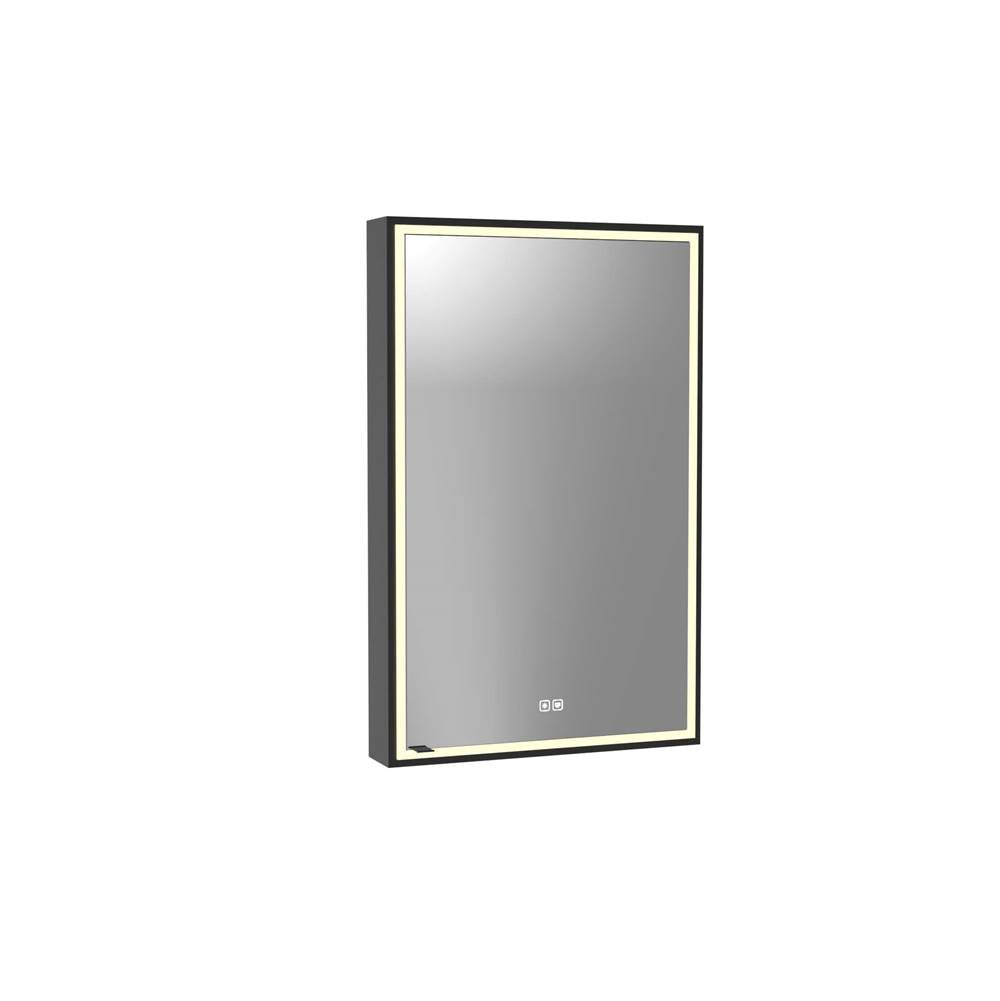 Madeli - Madeli Pioneer Lighted Mirrored Cabinet, Surface Mount, 24'' x 36'' x 4-3/4'', L Hinged, Frame in Matte Black, 2700/4000K Temperature, Deffoger, Dimmable, Three-direction Light Diffuser - Matte Black