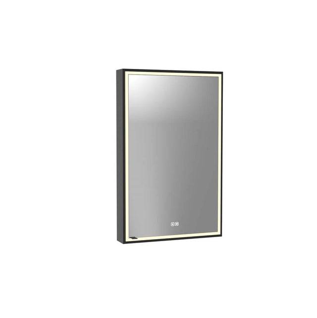 Madeli - Madeli Pioneer Lighted Mirrored Cabinet, Surface Mount, 24'' x 36'' x 4-3/4'', R Hinged, Frame in Matte Black, 2700/4000K Temperature, Deffoger, Dimmable, Three-direction Light Diffuser - Matte Black