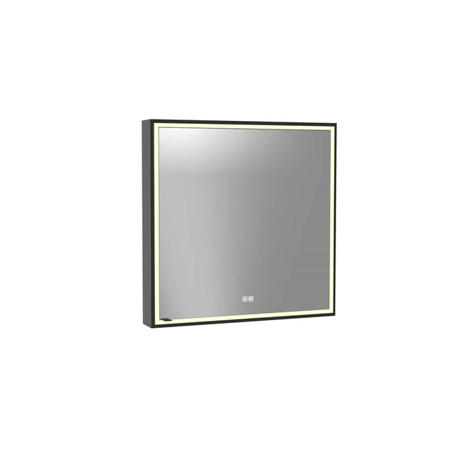 Madeli - Madeli Pioneer Lighted Mirrored Cabinet, Surface Mount, 30'' x 30'' x 4-3/4'', L Hinged, Frame in Matte Black, 2700/4000K Temperature, Deffoger, Dimmable, Three-direction Light Diffuser - Matte Black