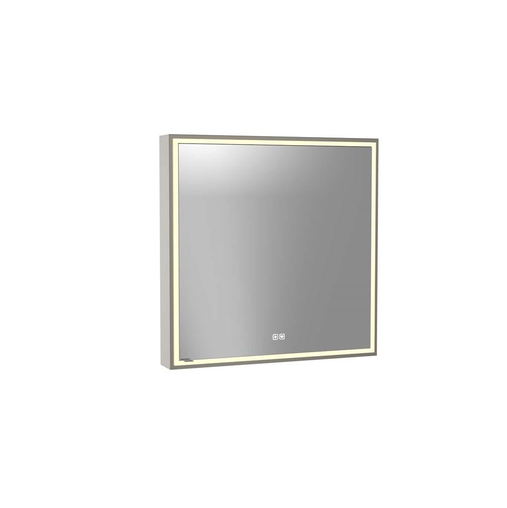 Madeli - Madeli Pioneer Lighted Mirrored Cabinet, Surface Mount, 30'' x 30'' x 4-3/4'', R Hinged, Frame in Brushed Nickel, 2700/4000K Temperature, Deffoger, Dimmable, Three-direction Light Diffuser - Brushed Nickel