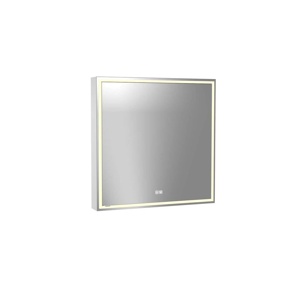 Madeli - Madeli Pioneer Lighted Mirrored Cabinet, Surface Mount, 30'' x 30'' x 4-3/4'', R Hinged, Frame in Polished Chrome, 2700/4000K Temperature, Deffoger, Dimmable, Three-direction Light Diffuser - Polished Chrome