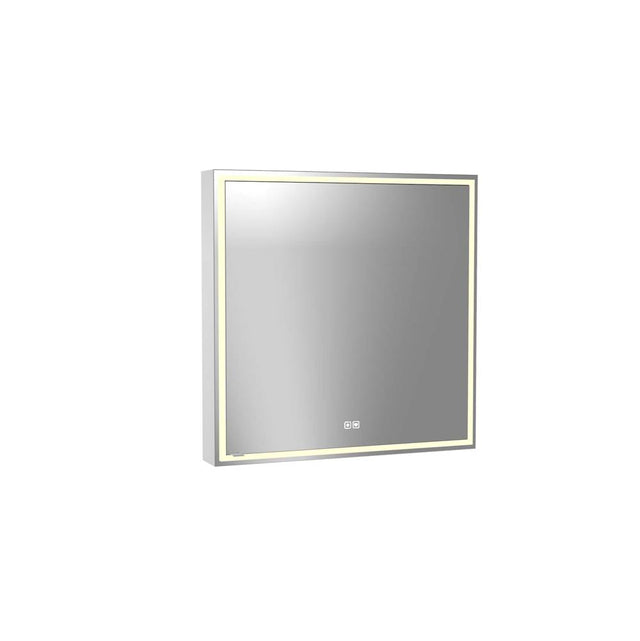 Madeli - Madeli Pioneer Lighted Mirrored Cabinet, Surface Mount, 30'' x 30'' x 4-3/4'', R Hinged, Frame in Polished Chrome, 2700/4000K Temperature, Deffoger, Dimmable, Three-direction Light Diffuser - Polished Chrome