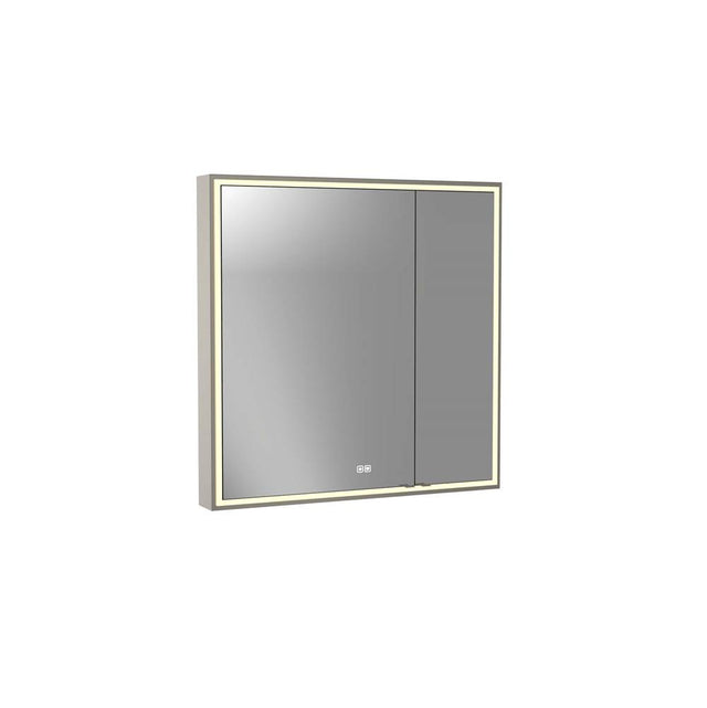Madeli - Madeli Pioneer Lighted Mirrored Cabinet, Surface Mount, 36'' x 36'' x 4-3/4'', For Left Basin, Frame in Brushed Nickel, 2700/4000K Temperature, Deffoger, Dimmable, Three-direction Light Diffuser - Brushed Nickel