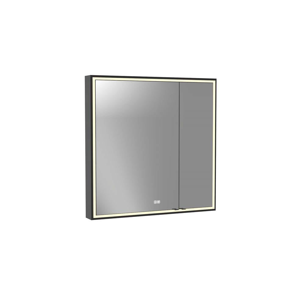Madeli - Madeli Pioneer Lighted Mirrored Cabinet, Surface Mount, 36'' x 36'' x 4-3/4'', For Left Basin, Frame in Matte Black, 2700/4000K Temperature, Deffoger, Dimmable, Three-direction Light Diffuser - Matte Black