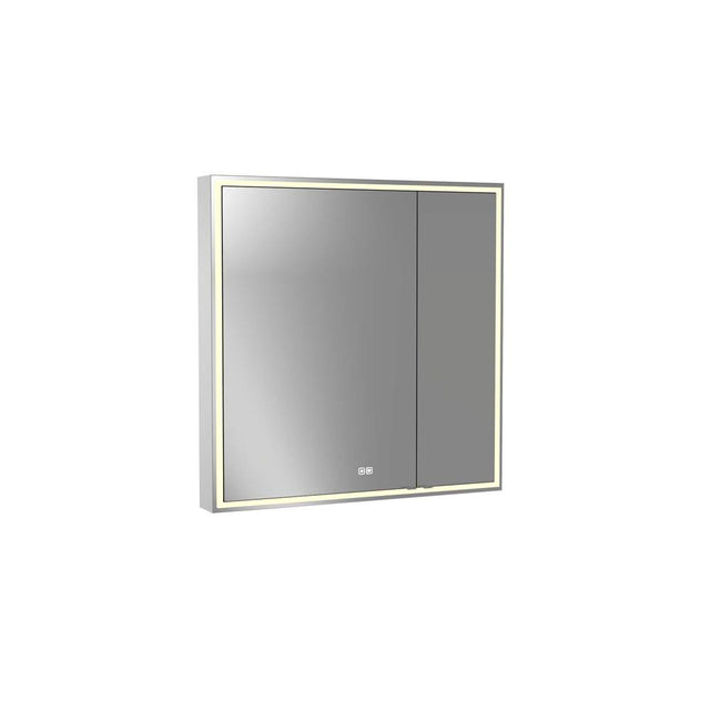 Madeli - Madeli Pioneer Lighted Mirrored Cabinet, Surface Mount, 36'' x 36'' x 4-3/4'', For Left Basin, Frame in Polished Chrome, 2700/4000K Temperature, Deffoger, Dimmable, Three-direction Light Diffuser - Polished Chrome
