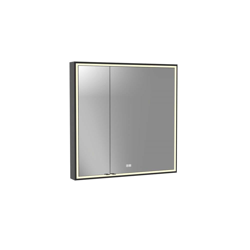 Madeli - Madeli Pioneer Lighted Mirrored Cabinet, Surface Mount, 36'' x 36'' x 4-3/4'', For Right Basin, Frame in Matte Black, 2700/4000K Temperature, Deffoger, Dimmable, Three-direction Light Diffuser - Matte Black