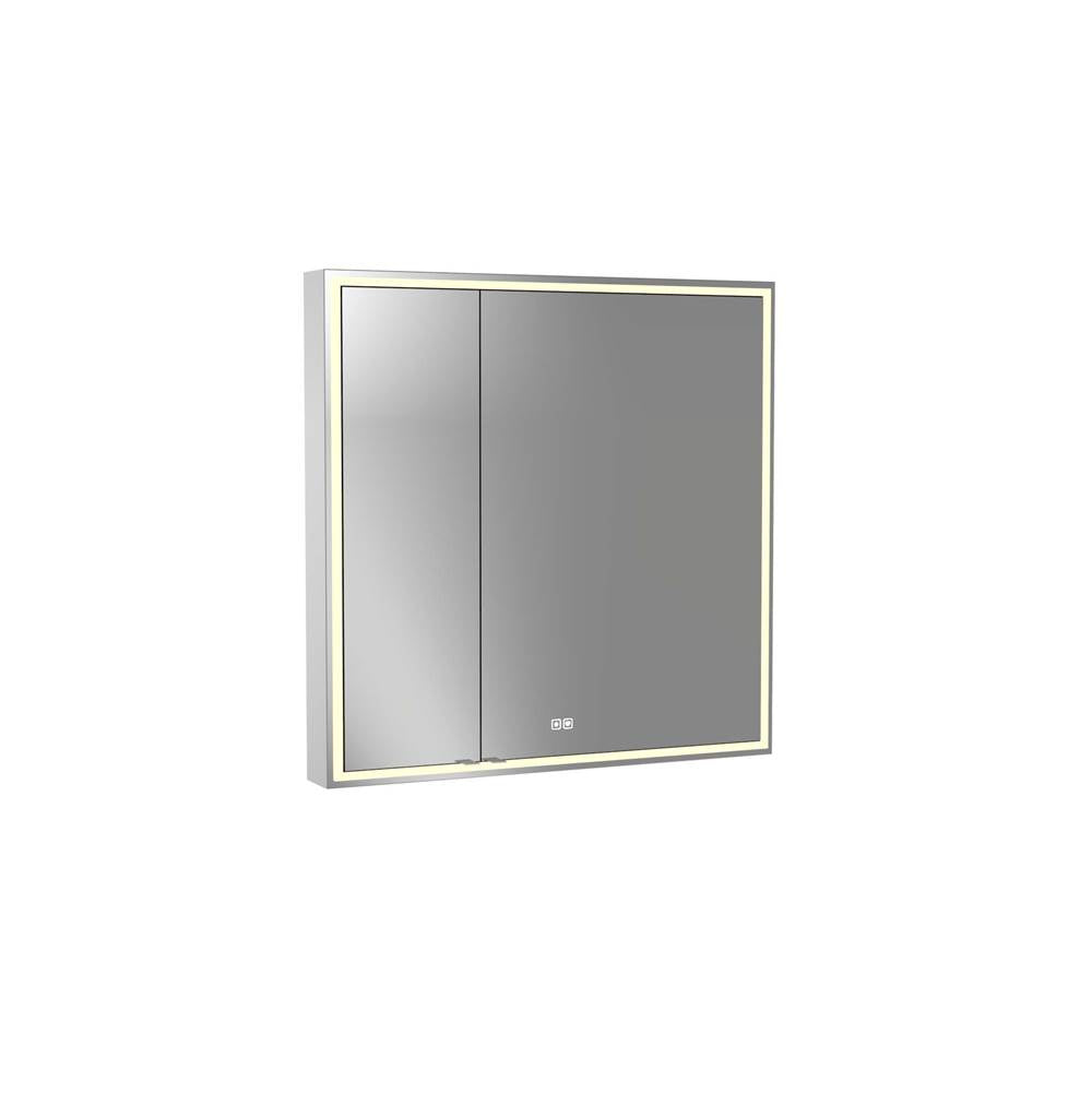 Madeli - Madeli Pioneer Lighted Mirrored Cabinet, Surface Mount, 36'' x 36'' x 4-3/4'', For Right Basin, Frame in Polished Chrome, 2700/4000K Temperature, Deffoger, Dimmable, Three-direction Light Diffuser - Polished Chrome