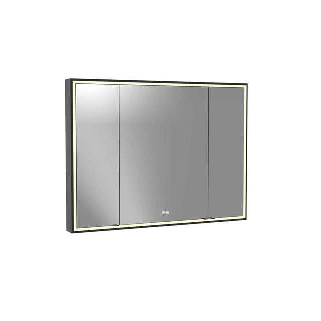 Madeli - Madeli Pioneer Lighted Mirrored Cabinet, Surface Mount, 48'' x 36'' x 4-3/4'', For Single Basin, Frame in Matte Black, 2700/4000K Temperature, Deffoger, Dimmable, Three-direction Light Diffuser - Matte Black