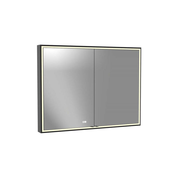 Madeli - Madeli Pioneer Lighted Mirrored Cabinet, Surface Mount, 48'' x 36'' x 4-3/4'', For Double Basin, Frame in Matte Black, 2700/4000K Temperature, Deffoger, Dimmable, Three-direction Light Diffuser - Matte Black