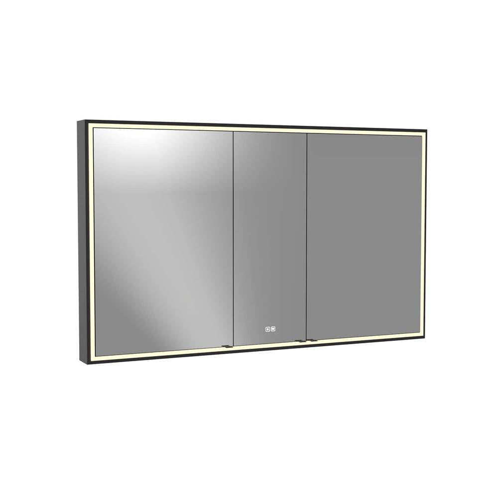 Madeli - Madeli Pioneer Lighted Mirrored Cabinet, Surface Mount, 60'' x 36'' x 4-3/4'', For Double Basin, Frame in Matte Black, 2700/4000K Temperature, Deffoger, Dimmable, Three-direction Light Diffuser - Matte Black