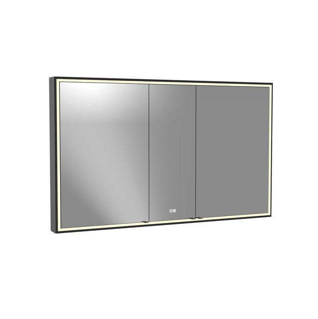 Madeli - Madeli Pioneer Lighted Mirrored Cabinet, Surface Mount, 60'' x 36'' x 4-3/4'', For Double Basin, Frame in Matte Black, 2700/4000K Temperature, Deffoger, Dimmable, Three-direction Light Diffuser - Matte Black