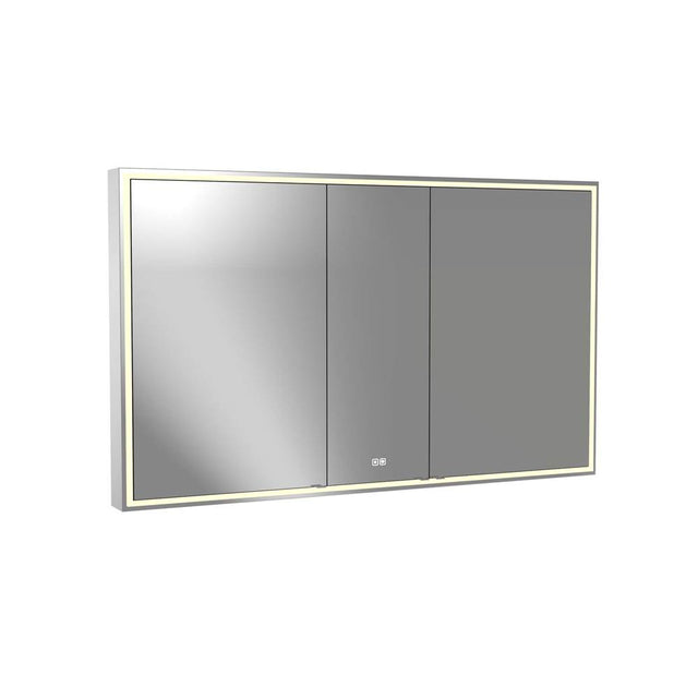 Madeli - Madeli Pioneer Lighted Mirrored Cabinet, Surface Mount, 60'' x 36'' x 4-3/4'', For Double Basin, Frame in Polished Chrome, 2700/4000K Temperature, Deffoger, Dimmable, Three-direction Light Diffuser - Polished Chrome