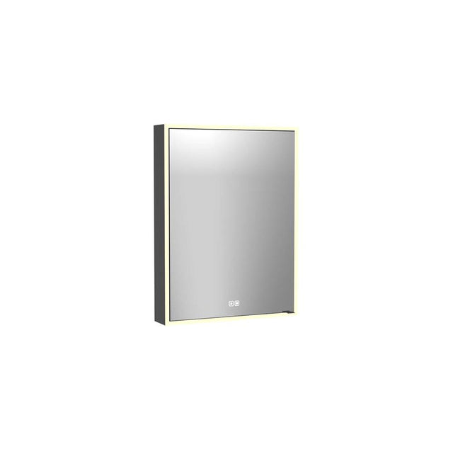 Madeli - Madeli Vanguard Lighted Mirrored Cabinet, Surface Mount, 24'' x 30'' x 4-3/4'', R Hinged, Side Kit in Matte Black, 2700/4000K Temperature, Deffoger, Dimmable, Three-direction Light Diffuser - Matte Black