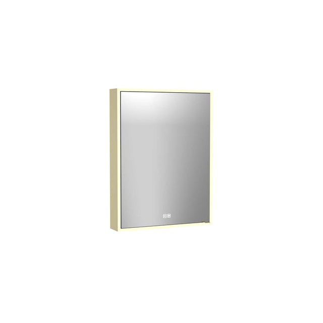 Madeli - Madeli Vanguard Lighted Mirrored Cabinet, Surface Mount, 24'' x 30'' x 4-3/4'', R Hinged, Side Kit in Satin Brass, 2700/4000K Temperature, Deffoger, Dimmable, Three-direction Light Diffuser - Satin Brass