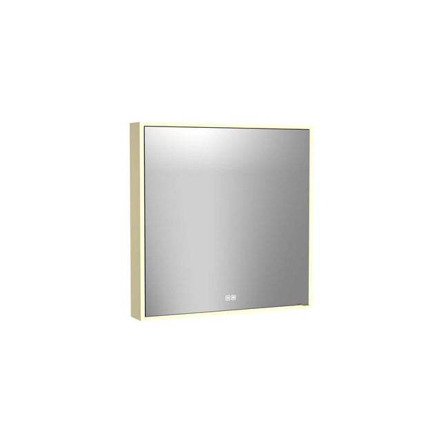 Madeli - Madeli Vanguard Lighted Mirrored Cabinet, Surface Mount, 30'' x 30'' x 4-3/4'', L Hinged, Side Kit in Satin Brass, 2700/4000K Temperature, Deffoger, Dimmable, Three-direction Light Diffuser - Satin Brass