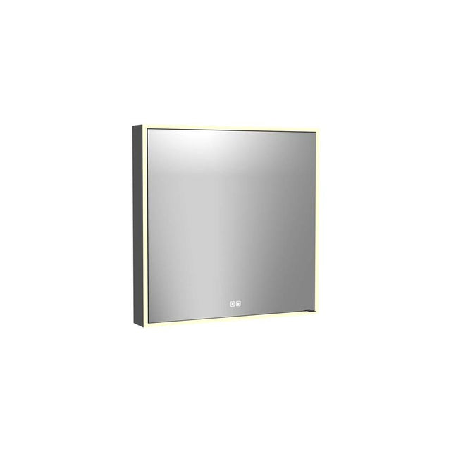 Madeli - Madeli Vanguard Lighted Mirrored Cabinet, Surface Mount, 30'' x 30'' x 4-3/4'', R Hinged, Side Kit in Matte Black, 2700/4000K Temperature, Deffoger, Dimmable, Three-direction Light Diffuser - Matte Black