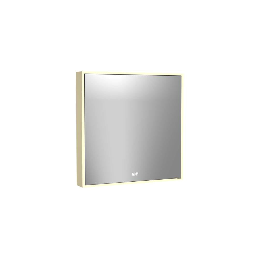 Madeli - Madeli Vanguard Lighted Mirrored Cabinet, Surface Mount, 30'' x 30'' x 4-3/4'', R Hinged, Side Kit in Satin Brass, 2700/4000K Temperature, Deffoger, Dimmable, Three-direction Light Diffuser - Satin Brass