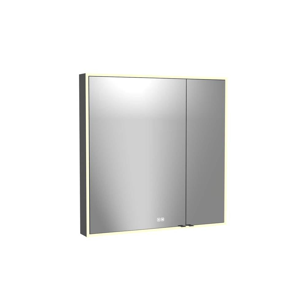 Madeli - Madeli Vanguard Lighted Mirrored Cabinet, Surface Mount, 30'' x 36'' x 4-3/4'', For Left Basin, Side Kit in Matte Black, 2700/4000K Temperature, Deffoger, Dimmable, Three-direction Light Diffuser - Matte Black