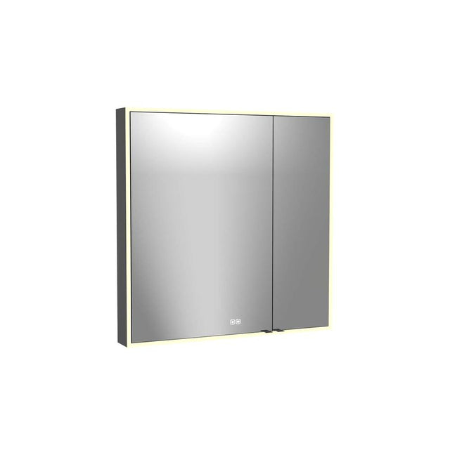 Madeli - Madeli Vanguard Lighted Mirrored Cabinet, Surface Mount, 30'' x 36'' x 4-3/4'', For Left Basin, Side Kit in Matte Black, 2700/4000K Temperature, Deffoger, Dimmable, Three-direction Light Diffuser - Matte Black
