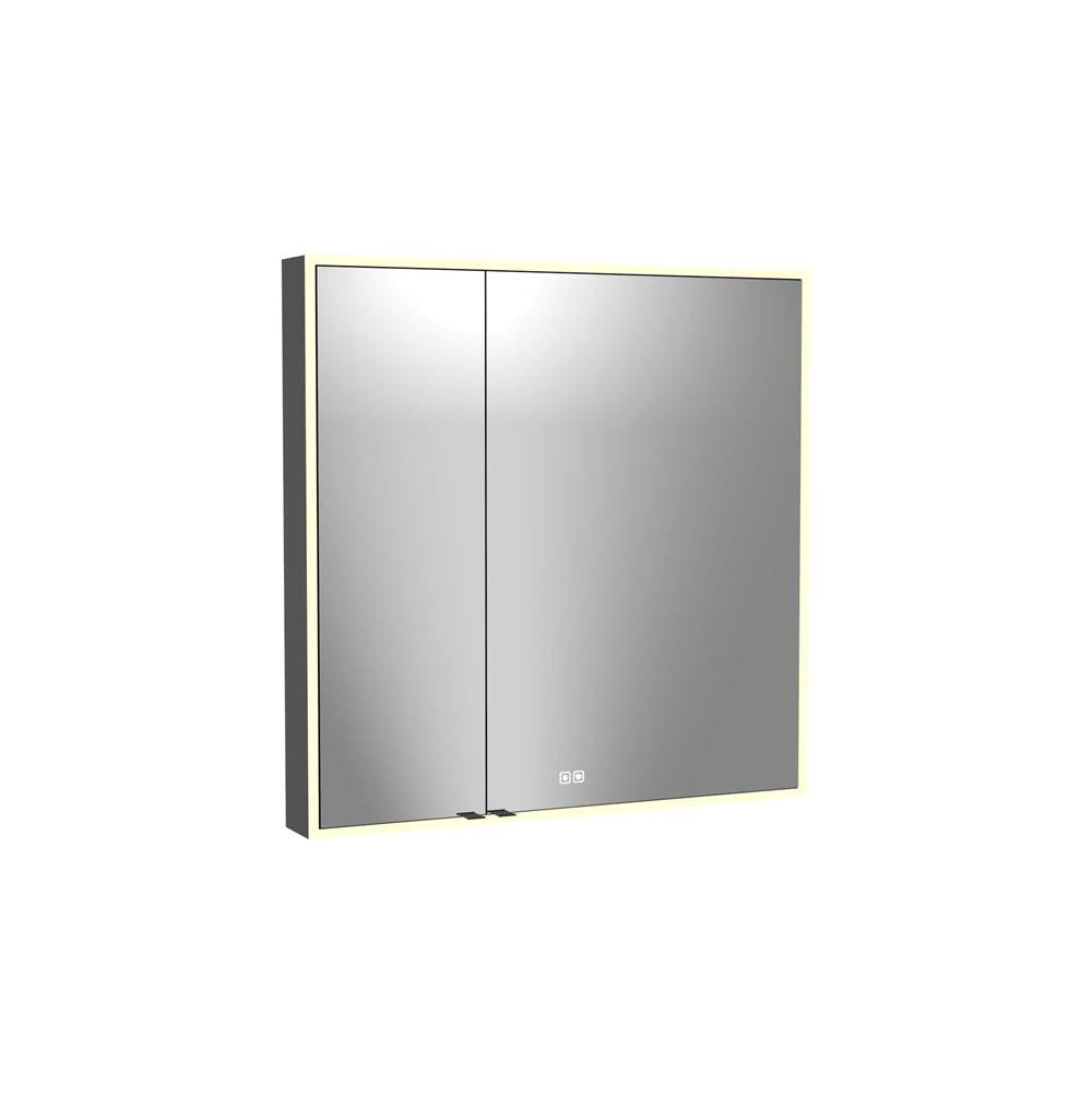 Madeli - Madeli Vanguard Lighted Mirrored Cabinet, Surface Mount, 36'' x 36'' x 4-3/4'', For Right Basin, Side Kit in Matte Black, 2700/4000K Temperature, Deffoger, Dimmable, Three-direction Light Diffuser - Matte Black