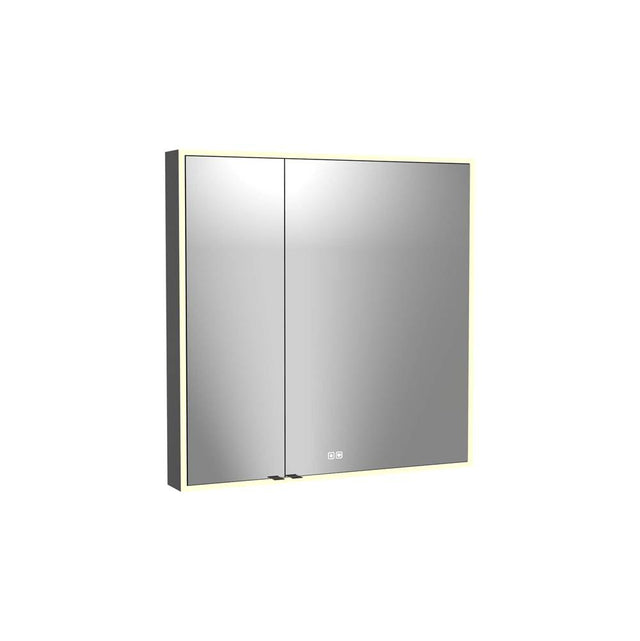 Madeli - Madeli Vanguard Lighted Mirrored Cabinet, Surface Mount, 36'' x 36'' x 4-3/4'', For Right Basin, Side Kit in Matte Black, 2700/4000K Temperature, Deffoger, Dimmable, Three-direction Light Diffuser - Matte Black