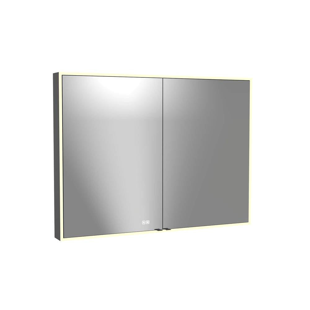 Madeli - Madeli Vanguard Lighted Mirrored Cabinet, Surface Mount, 48'' x 36'' x 4-3/4'', For Double Basin, Side Kit in Matte Black, 2700/4000K Temperature, Deffoger, Dimmable, Three-direction Light Diffuser - Matte Black