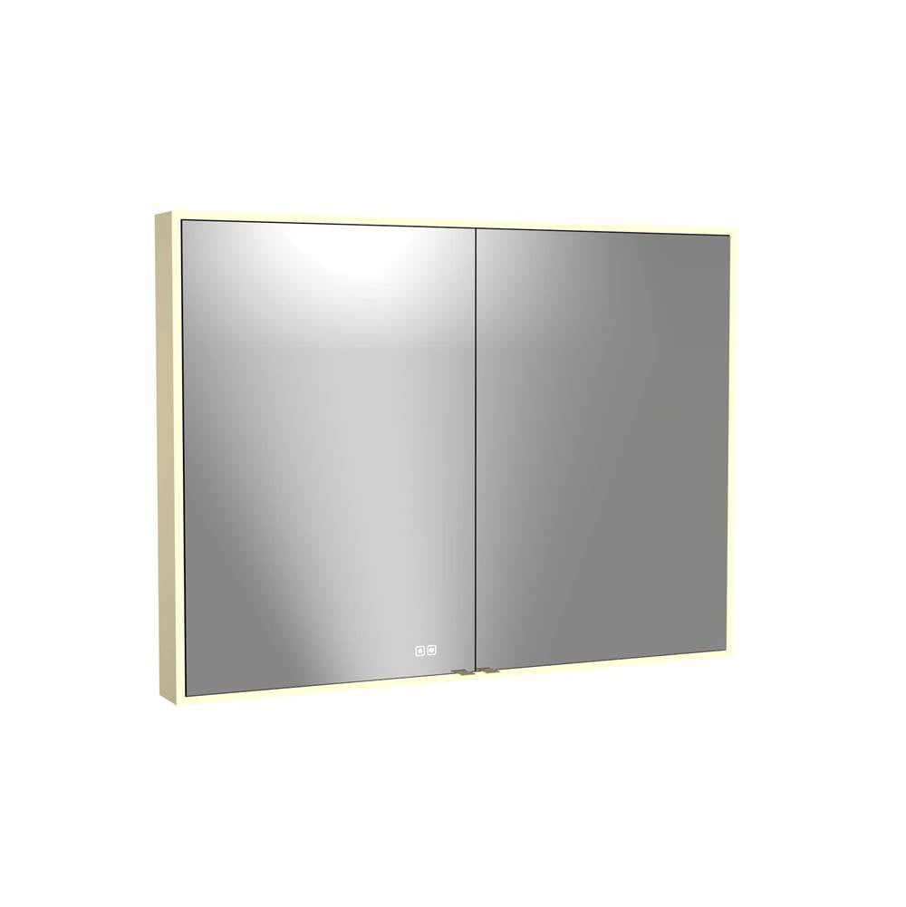 Madeli - Madeli Vanguard Lighted Mirrored Cabinet, Surface Mount, 48'' x 36'' x 4-3/4'', For Double Basin, Side Kit in Satin Brass, 2700/4000K Temperature, Deffoger, Dimmable, Three-direction Light Diffuser - Satin Brass