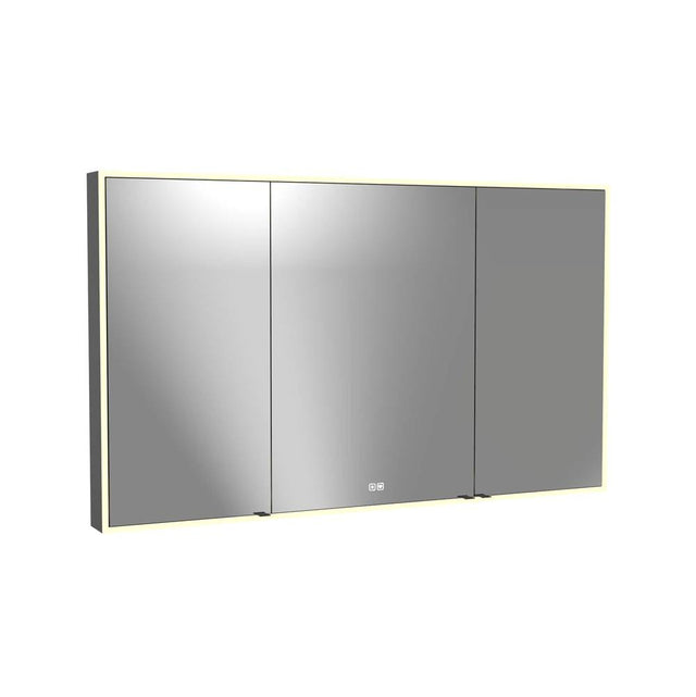 Madeli - Madeli Vanguard Lighted Mirrored Cabinet, Surface Mount, 60'' x 36'' x 4-3/4'', For Single Basin, Side Kit in Matte Black, 2700/4000K Temperature, Deffoger, Dimmable, Three-direction Light Diffuser - Matte Black