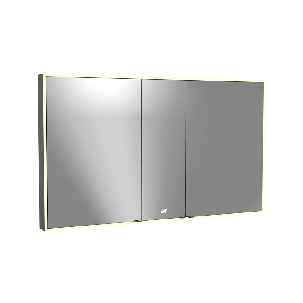 Madeli - Madeli Vanguard Lighted Mirrored Cabinet, Surface Mount, 60'' x 36'' x 4-3/4'', For Double Basin, Side Kit in Matte Black, 2700/4000K Temperature, Deffoger, Dimmable, Three-direction Light Diffuser - Matte Black