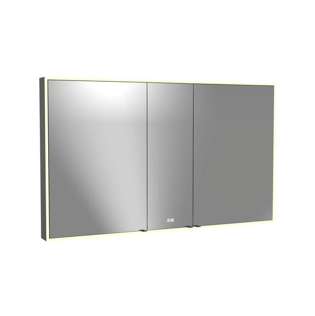 Madeli - Madeli Vanguard Lighted Mirrored Cabinet, Surface Mount, 60'' x 36'' x 4-3/4'', For Double Basin, Side Kit in Matte Black, 2700/4000K Temperature, Deffoger, Dimmable, Three-direction Light Diffuser - Matte Black