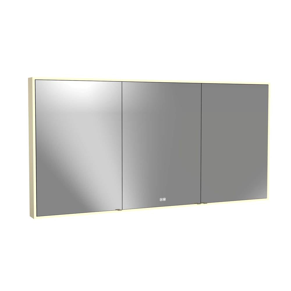 Madeli - Madeli Vanguard Lighted Mirrored Cabinet, Surface Mount, 72'' x 36'' x 4-3/4'', Unibody, Side Kit in Satin Brass, 2700/4000K Temperature, Deffoger, Dimmable, Three-direction Light Diffuser - Satin Brass