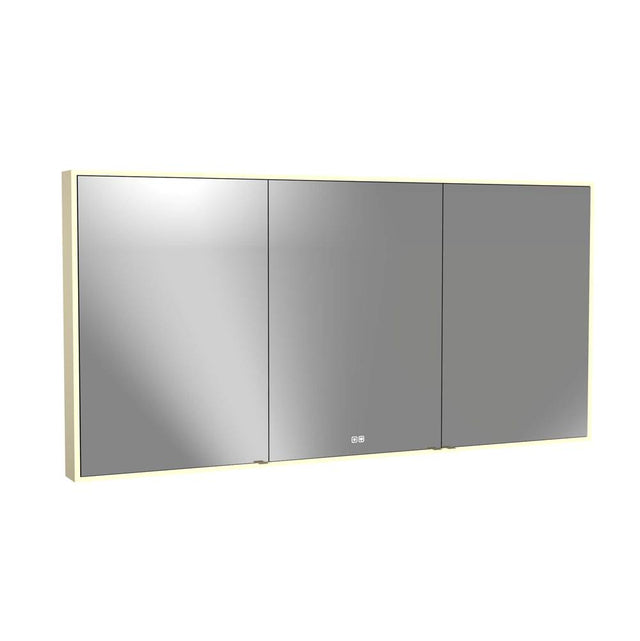 Madeli - Madeli Vanguard Lighted Mirrored Cabinet, Surface Mount, 72'' x 36'' x 4-3/4'', Unibody, Side Kit in Satin Brass, 2700/4000K Temperature, Deffoger, Dimmable, Three-direction Light Diffuser - Satin Brass