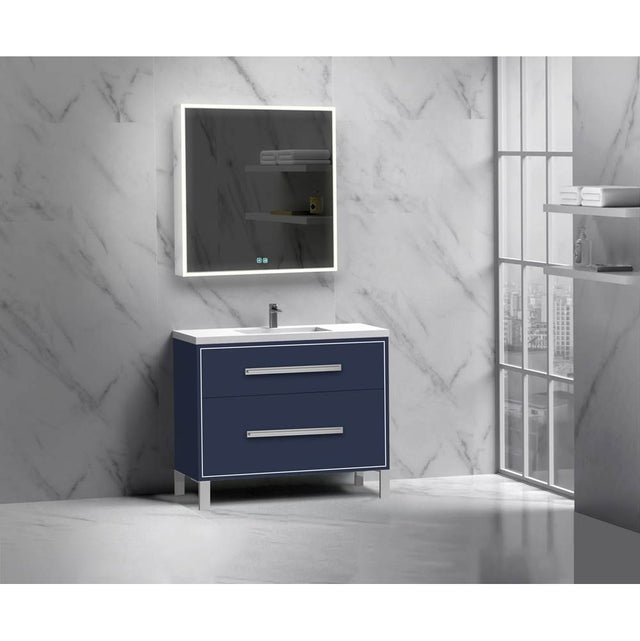 Madeli - Madeli Pinnacle 42'' Free standing Vanity Cabinet in Sapphire/HW: Satin Brass(SB) - Sapphire With Satin Brass