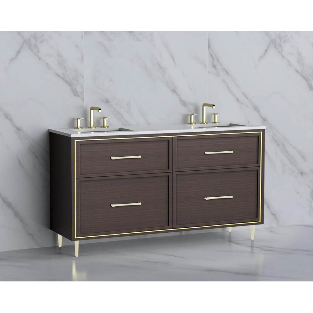 Madeli - Madeli Profile 60D'' Free standing Vanity Cabinet in Walnut/HW: Handle & Feet Brushed Nickel(BN) - Walnut With Brushed Nickel