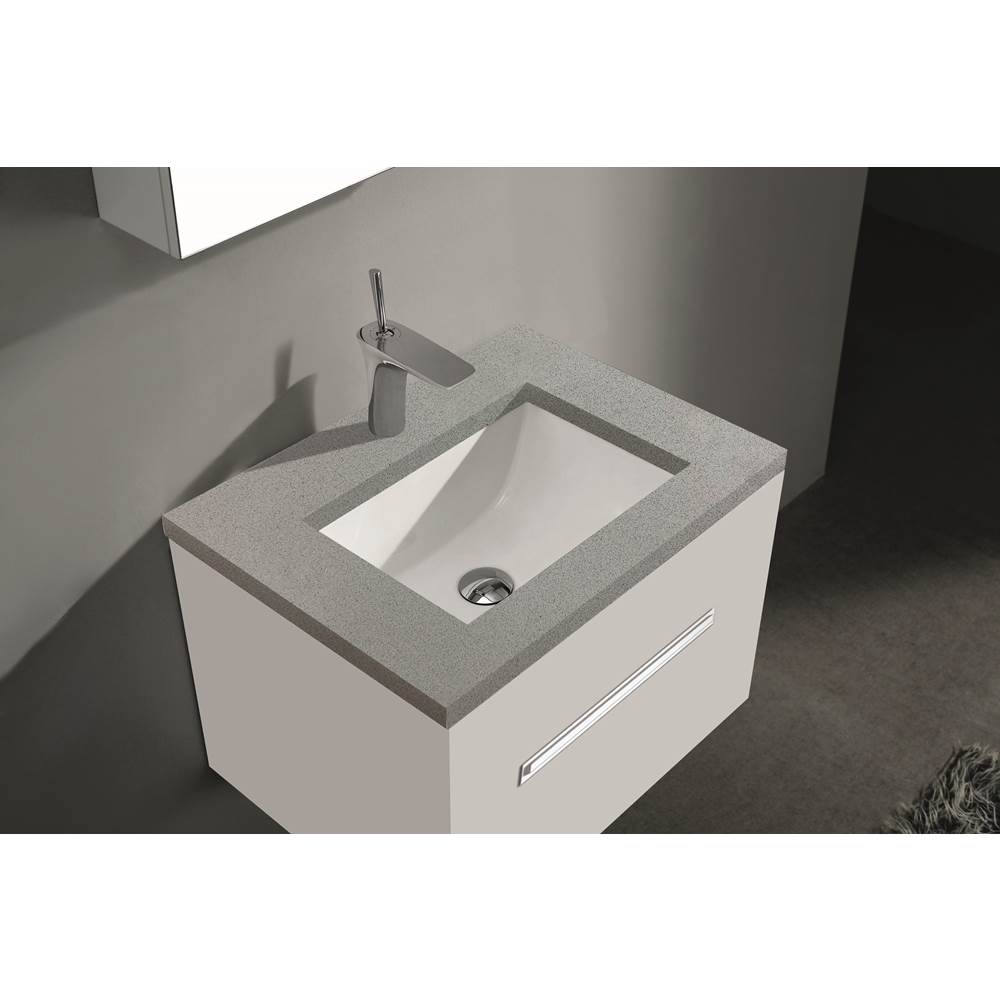 Madeli - Madeli Quartzstone Countertop,  24'' x 18'' x 3/4'', Single Faucet Hole in Silver Grey - Silver Grey