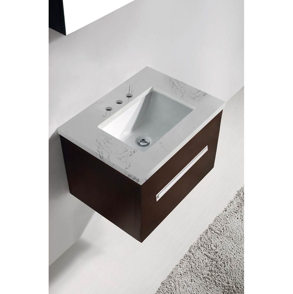 Madeli - Madeli Quartzstone Countertop,  24'' x 18'' x 3/4'', Single Faucet Hole in White Carrara - White Carrara
