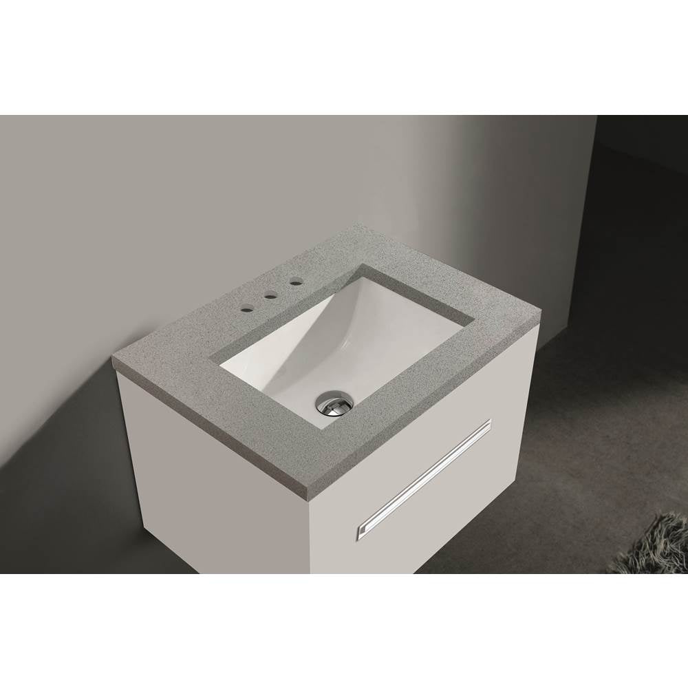 Madeli - Madeli Quartzstone Countertop,  24'' x 18'' x 3/4'', 8'' Widespread Faucet Faucet Holes in Silver Grey - Silver Grey