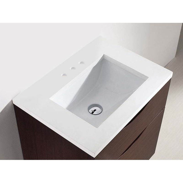 Madeli - Madeli Quartzstone Countertop,  24'' x 18'' x 3/4'', 8'' Widespread Faucet Holes in White - White