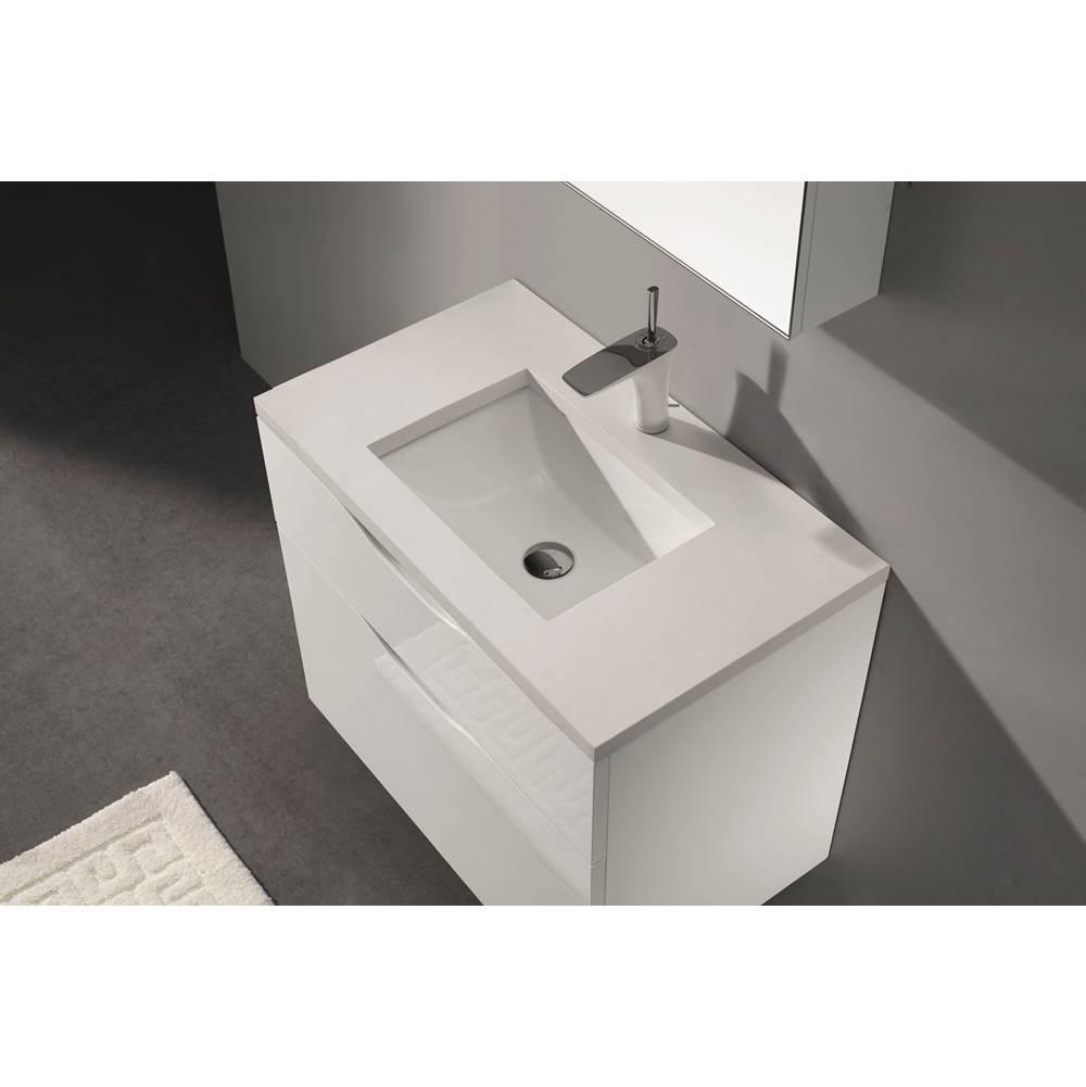 Madeli - Madeli Quartzstone Countertop,  30'' x 18'' x 3/4'', Single Faucet Hole in White - White