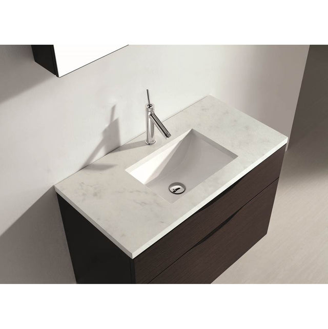 Madeli - Madeli Quartzstone Countertop,  36'' x 18'' x 3/4'', Single Faucet Hole in White Carrara - White Carrara